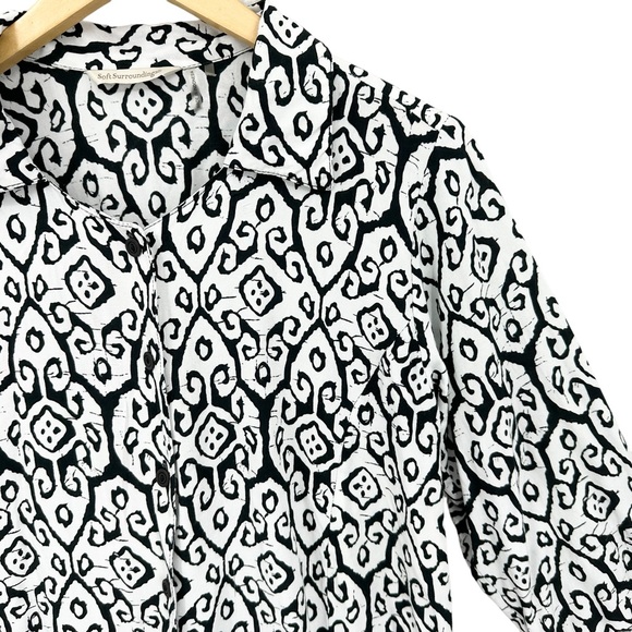 SOFT SURROUNDINGS Tunic Blouse Button Long Sleeve Black White 38291 Shirt - Picture 6 of 9